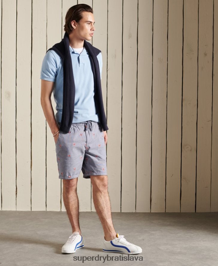 Superdry muži spálené celé vyšívané šortky 6B4ZTR368 oblečenie námorníctvo
