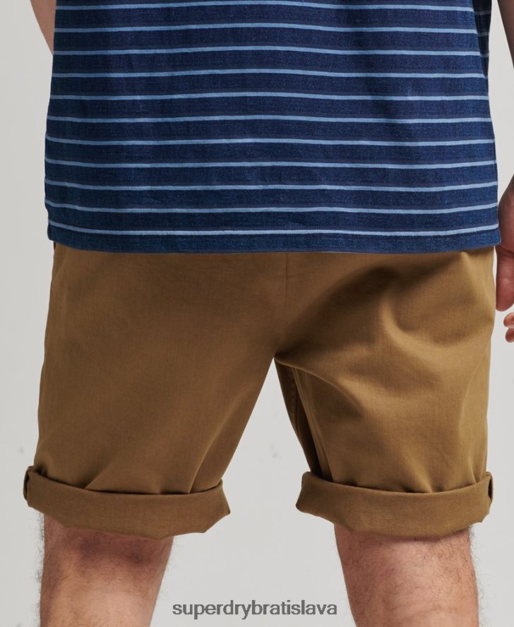 Superdry muži vintage dôstojnícke chino šortky 6B4ZTR308 oblečenie hnedá
