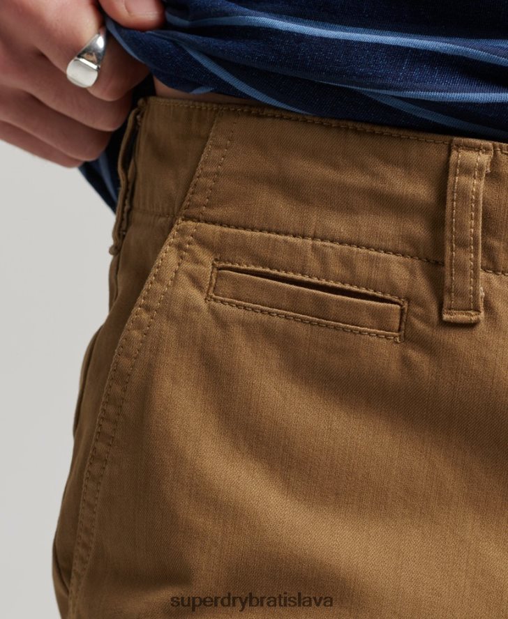 Superdry muži vintage dôstojnícke chino šortky 6B4ZTR308 oblečenie hnedá
