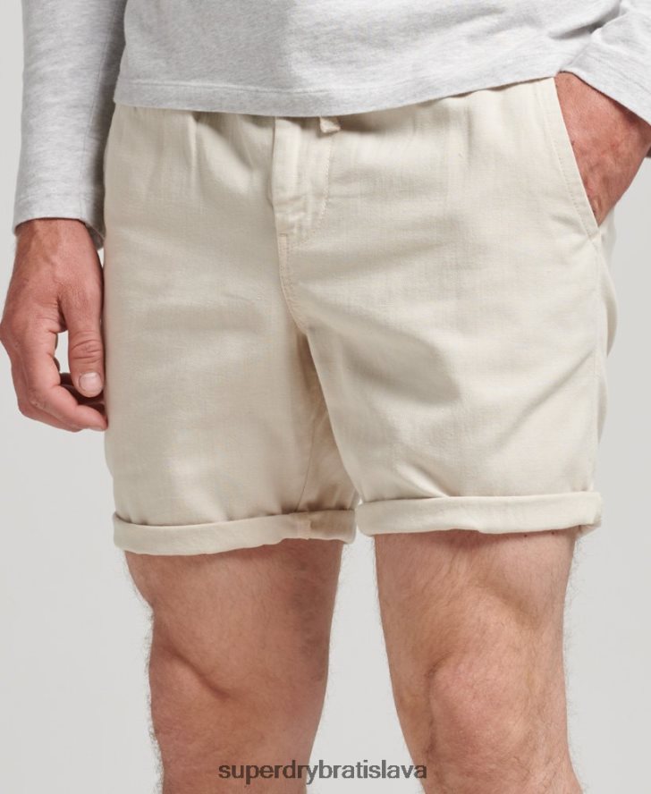 Superdry muži vintage prefarbené šortky 6B4ZTR264 oblečenie krém
