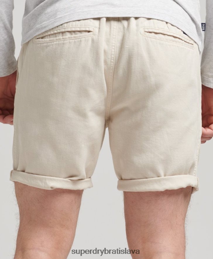 Superdry muži vintage prefarbené šortky 6B4ZTR264 oblečenie krém