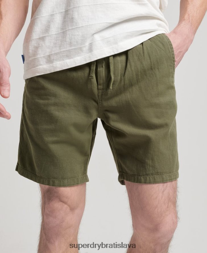 Superdry muži vintage prefarbené šortky 6B4ZTR274 oblečenie kaki