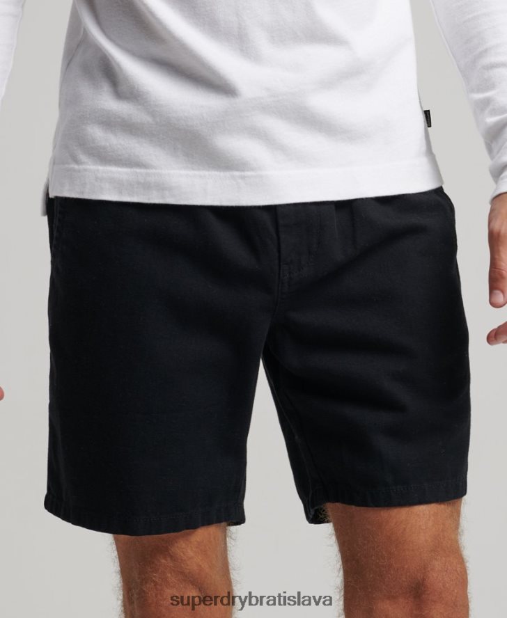 Superdry muži vintage prefarbené šortky 6B4ZTR322 oblečenie čierna