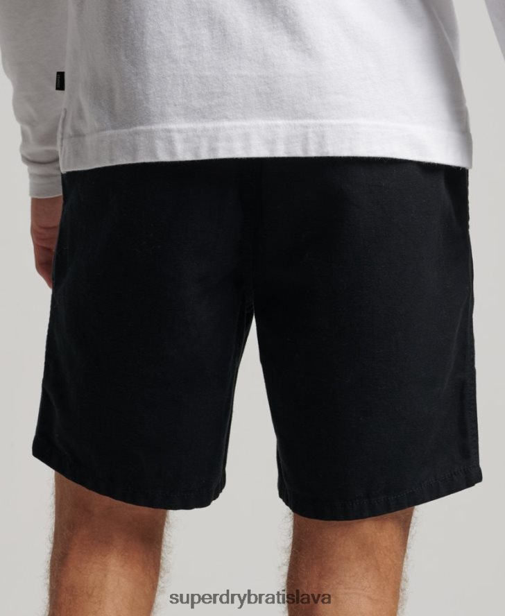 Superdry muži vintage prefarbené šortky 6B4ZTR322 oblečenie čierna