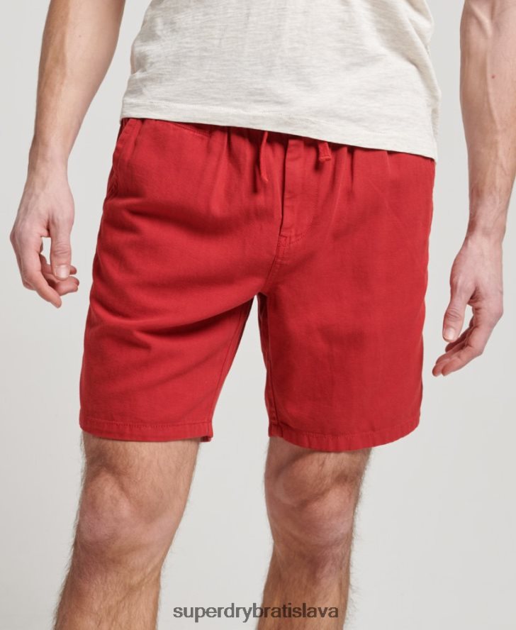 Superdry muži vintage prefarbené šortky 6B4ZTR55 oblečenie červená