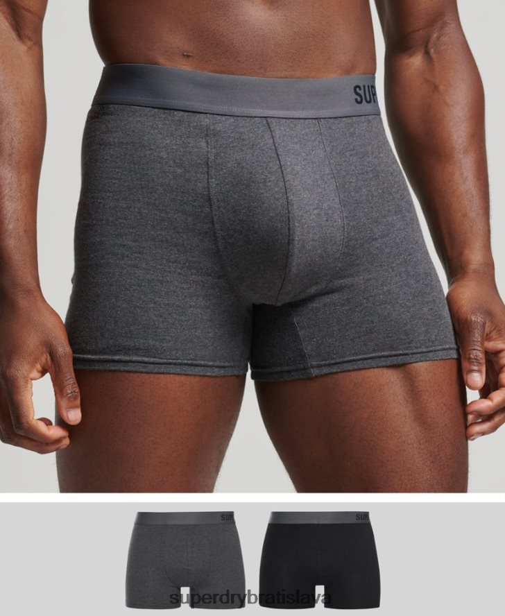Superdry muži Boxer v dvojitom balení z organickej bavlny 6B4ZTR1824 oblečenie čierna