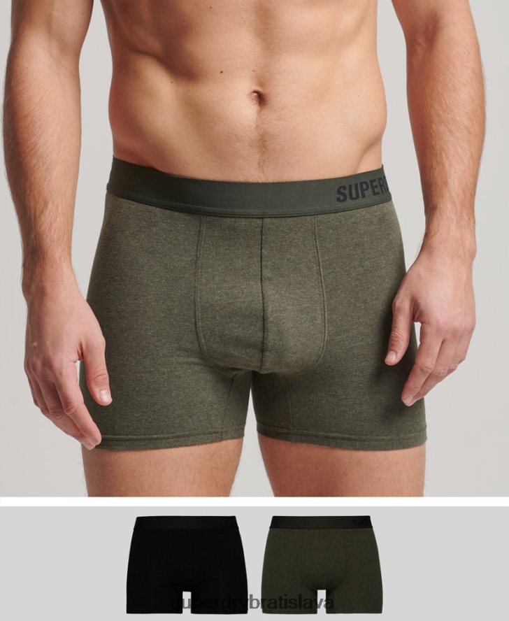 Superdry muži Boxer v dvojitom balení z organickej bavlny 6B4ZTR1864 oblečenie čierna