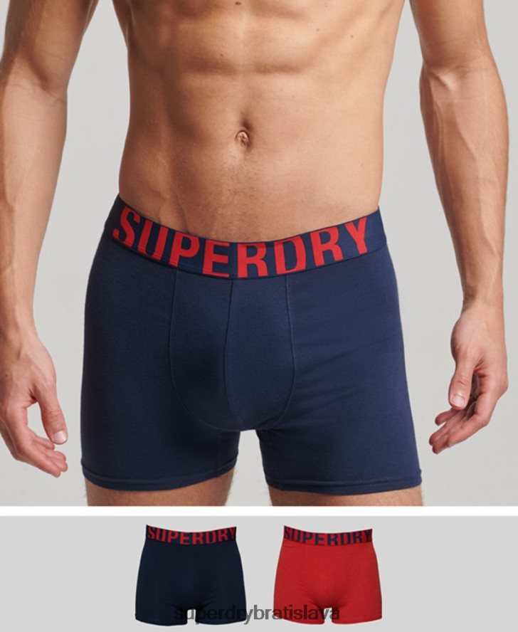Superdry muži Dvojbalenie boxeriek s dvojitým logom z organickej bavlny 6B4ZTR1621 oblečenie námorníctvo