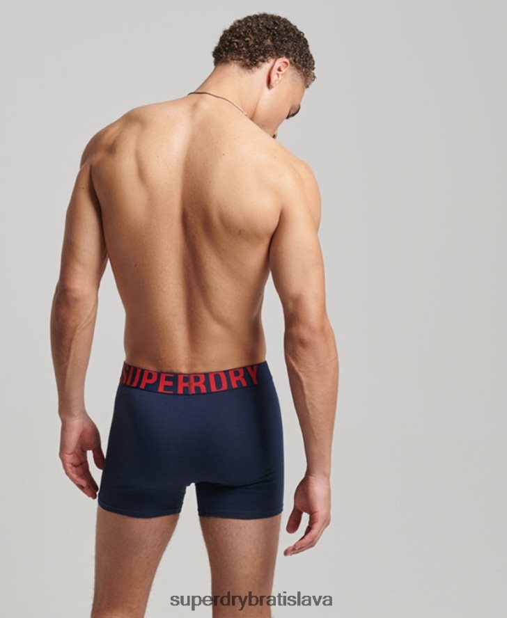 Superdry muži Dvojbalenie boxeriek s dvojitým logom z organickej bavlny 6B4ZTR1621 oblečenie námorníctvo