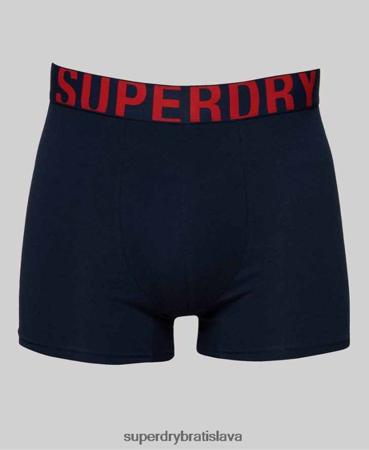 Superdry muži Dvojbalenie boxeriek s dvojitým logom z organickej bavlny 6B4ZTR1621 oblečenie námorníctvo