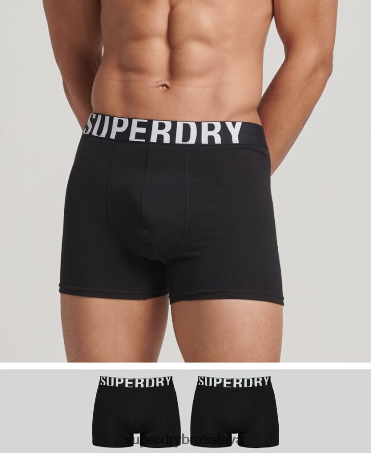 Superdry muži Dvojbalenie boxeriek s dvojitým logom z organickej bavlny 6B4ZTR1758 oblečenie čierna