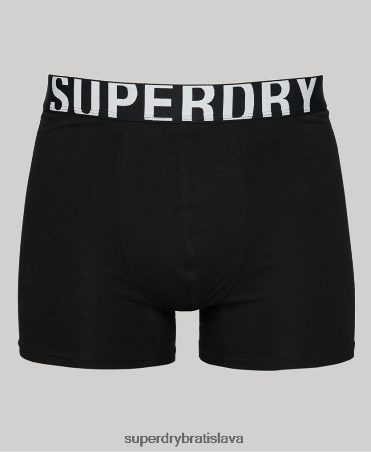 Superdry muži Dvojbalenie boxeriek s dvojitým logom z organickej bavlny 6B4ZTR1758 oblečenie čierna