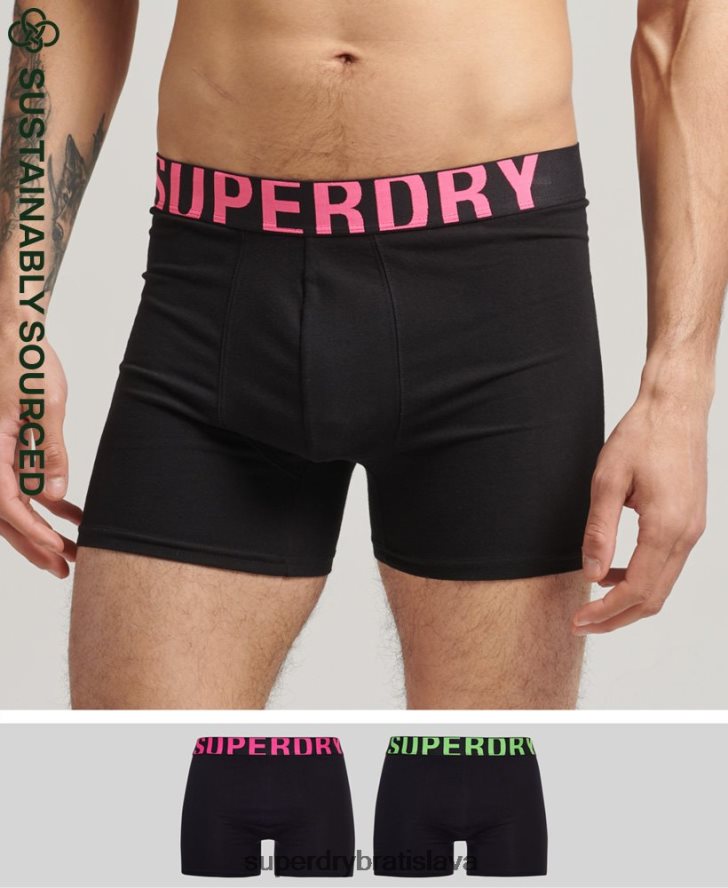 Superdry muži Dvojbalenie boxeriek s dvojitým logom z organickej bavlny 6B4ZTR1761 oblečenie čierna
