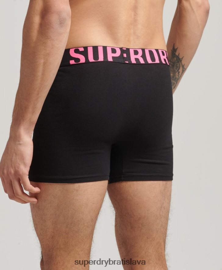 Superdry muži Dvojbalenie boxeriek s dvojitým logom z organickej bavlny 6B4ZTR1761 oblečenie čierna