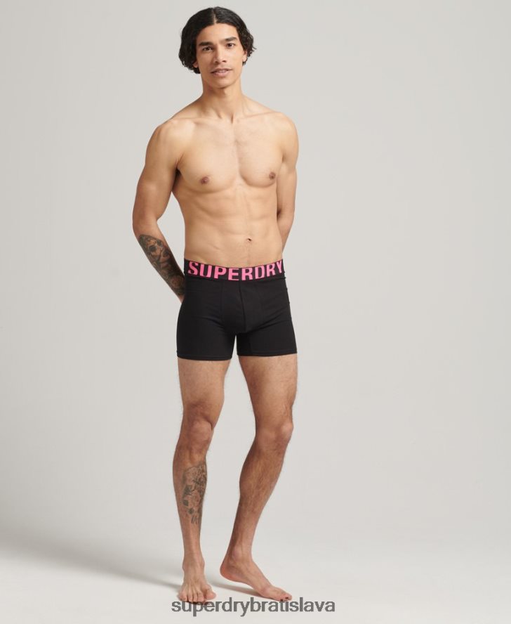 Superdry muži Dvojbalenie boxeriek s dvojitým logom z organickej bavlny 6B4ZTR1761 oblečenie čierna