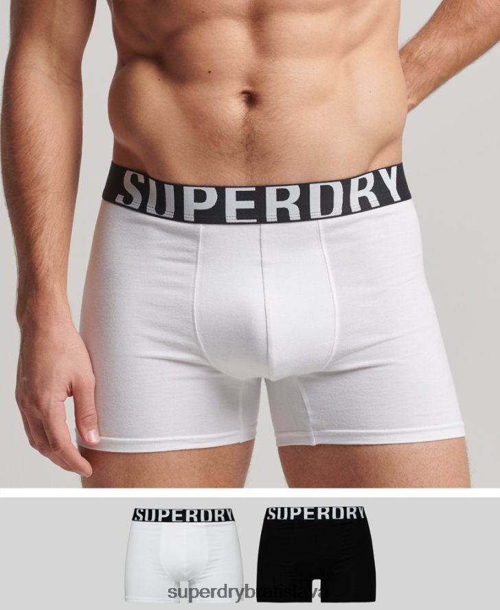 Superdry muži Dvojbalenie boxeriek s dvojitým logom z organickej bavlny 6B4ZTR1770 oblečenie čierna