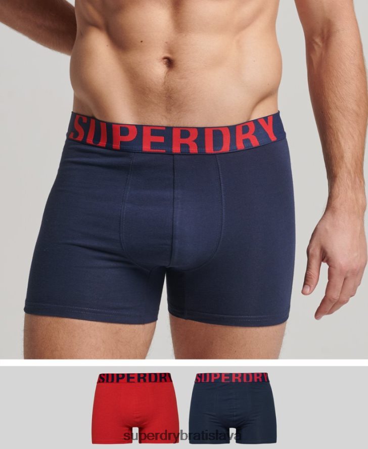 Superdry muži Dvojbalenie boxeriek s dvojitým logom z organickej bavlny 6B4ZTR1794 oblečenie námorníctvo