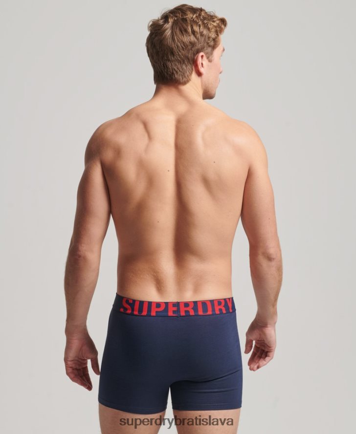 Superdry muži Dvojbalenie boxeriek s dvojitým logom z organickej bavlny 6B4ZTR1794 oblečenie námorníctvo