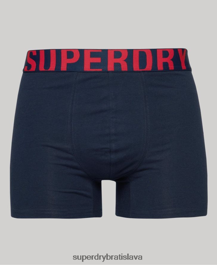 Superdry muži Dvojbalenie boxeriek s dvojitým logom z organickej bavlny 6B4ZTR1794 oblečenie námorníctvo