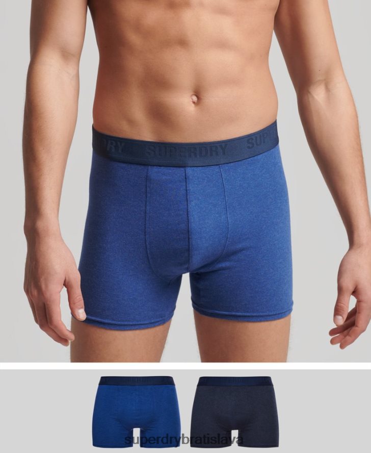 Superdry muži Dvojbalenie boxeriek z organickej bavlny 6B4ZTR1666 oblečenie Modrá
