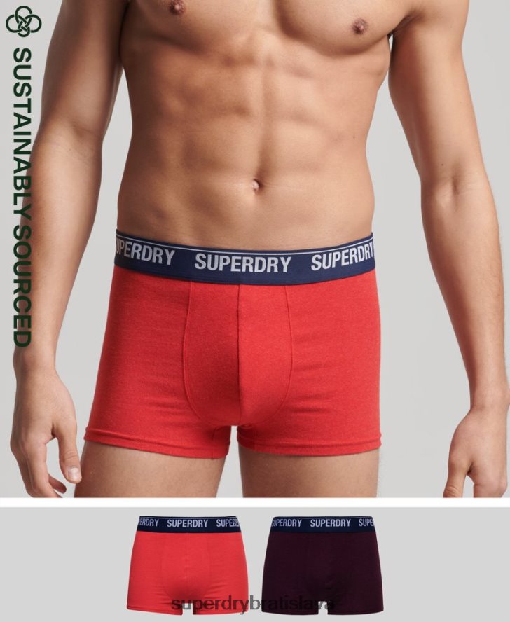 Superdry muži Dvojbalenie kufra z organickej bavlny 6B4ZTR1867 oblečenie červená