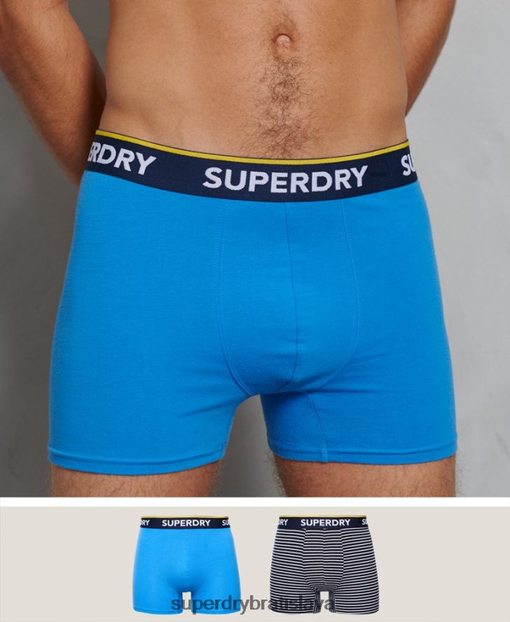 Superdry muži Klasické dvojbalenie boxeriek z organickej bavlny 6B4ZTR1850 oblečenie Modrá