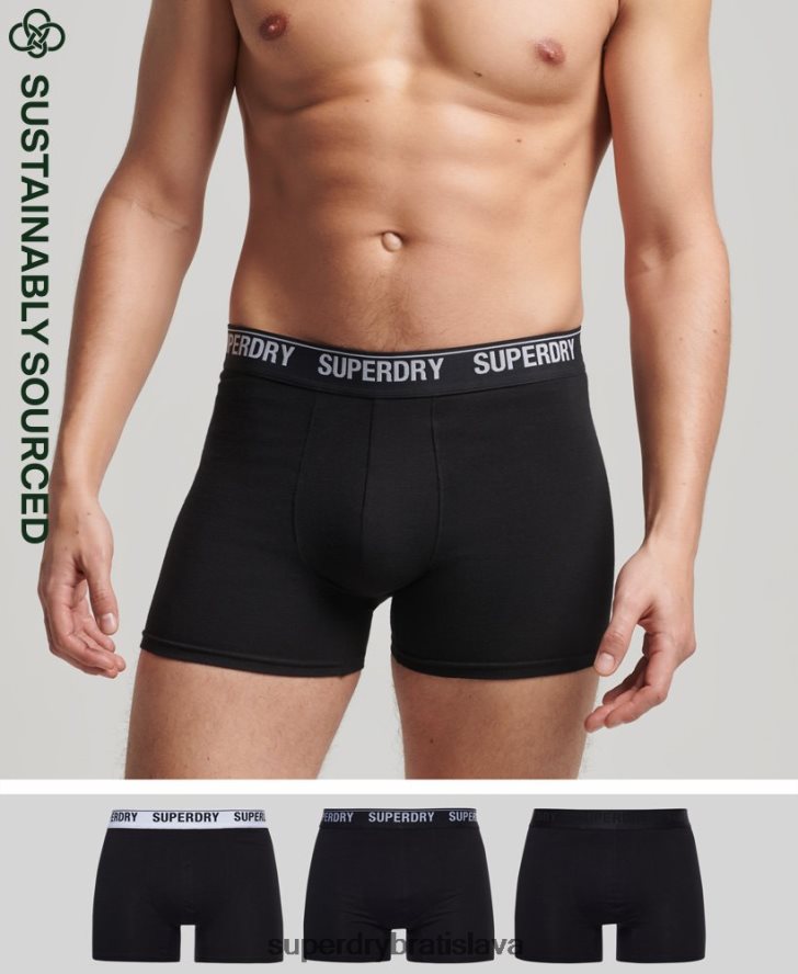 Superdry muži Viacnásobné trojbalenie boxeriek z organickej bavlny 6B4ZTR1613 oblečenie čierna