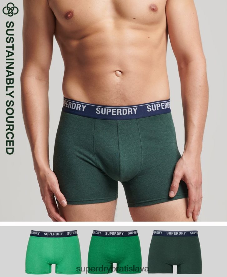 Superdry muži Viacnásobné trojbalenie boxeriek z organickej bavlny 6B4ZTR1628 oblečenie zelená