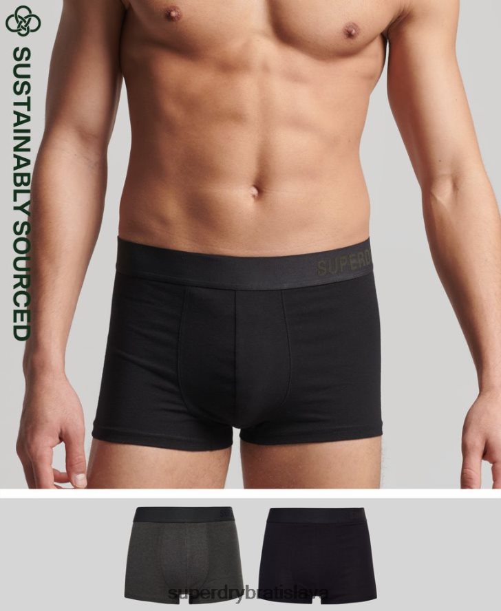 Superdry muži kufor z organickej bavlny ofsetový dvojbalenie 6B4ZTR1845 oblečenie čierna