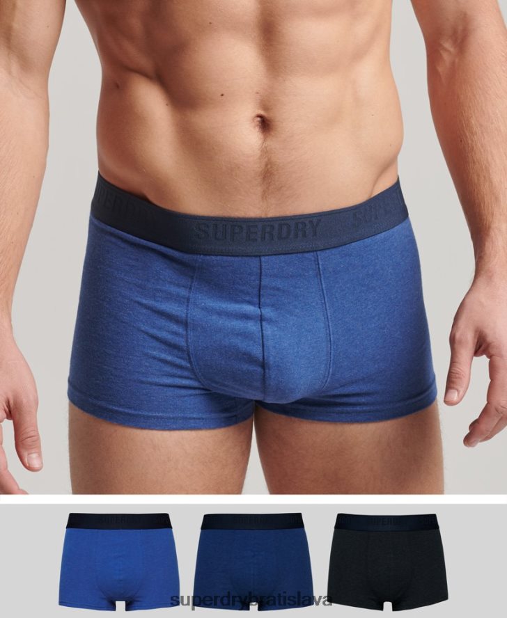 Superdry muži trojbalenie kufra z organickej bavlny 6B4ZTR1606 oblečenie Modrá