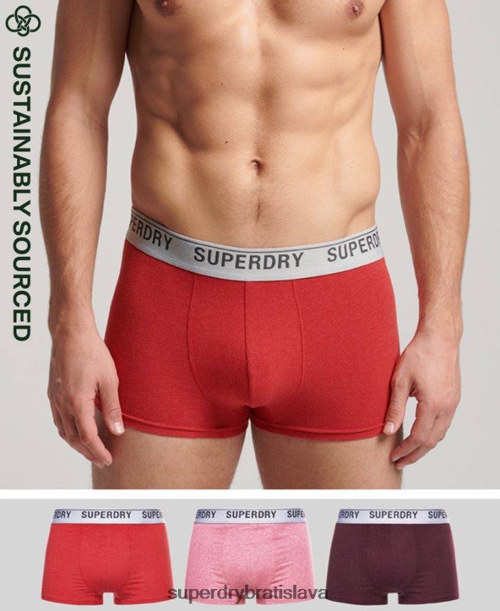 Superdry muži trojbalenie kufra z organickej bavlny 6B4ZTR1751 oblečenie červená