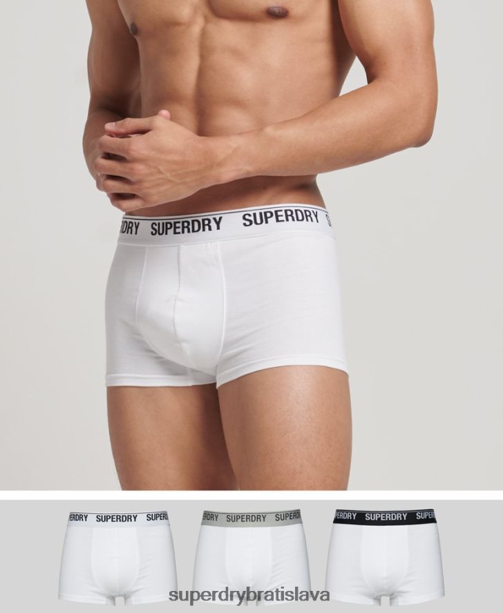 Superdry muži trojbalenie kufra z organickej bavlny 6B4ZTR1769 oblečenie biely