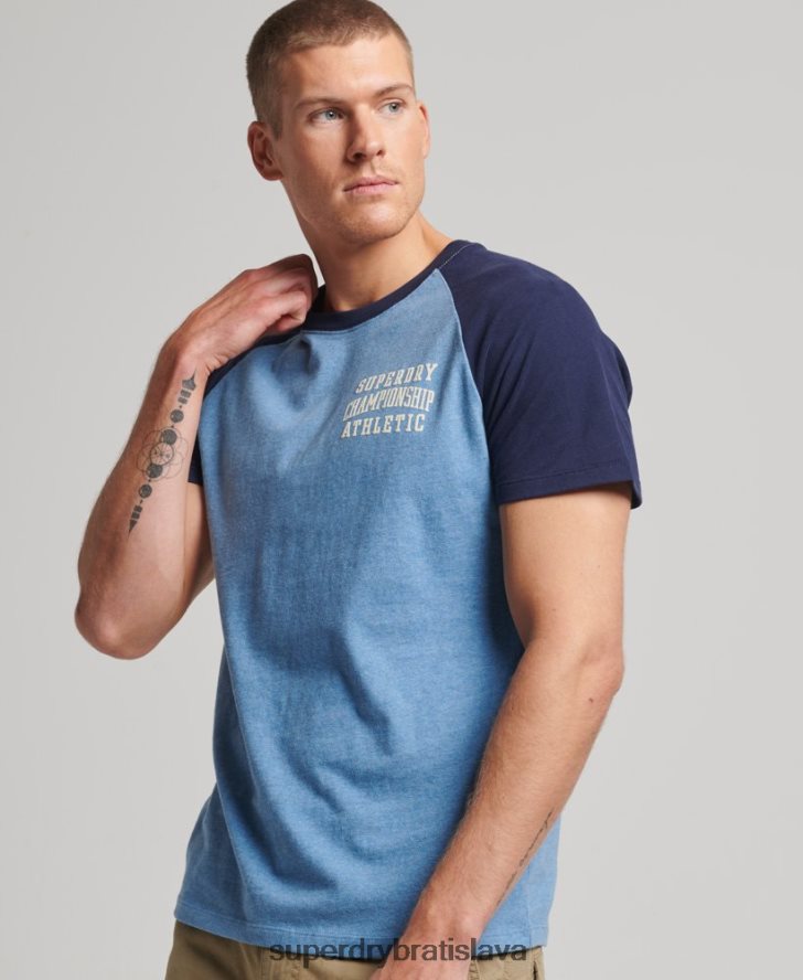 Superdry muži Atletické raglánové tričko z organickej bavlny 6B4ZTR89 oblečenie tmavomodrá