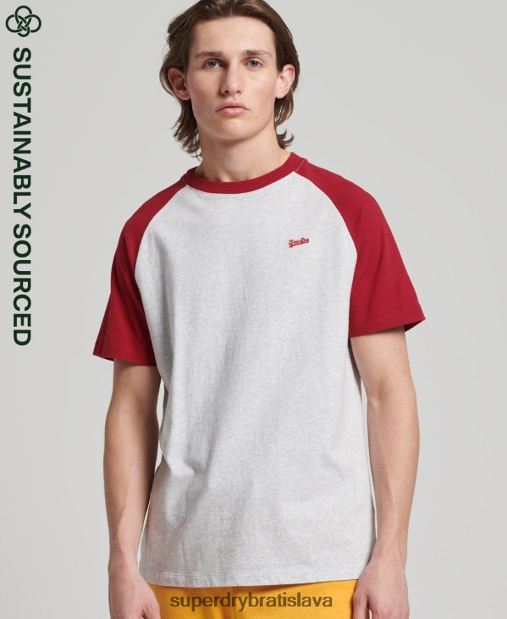 Superdry muži Bejzbalové tričko s podstatným logom z organickej bavlny 6B4ZTR4816 oblečenie svetlo šedá