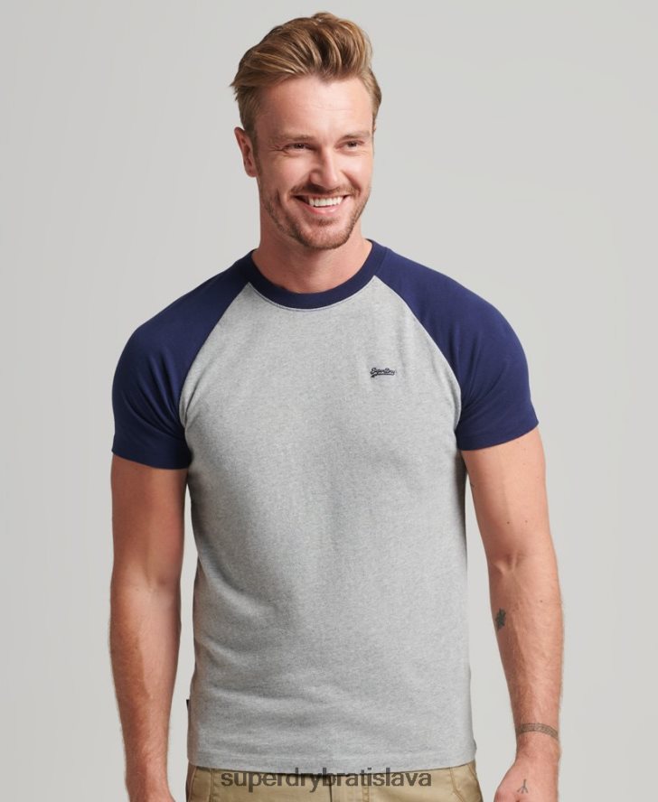 Superdry muži Bejzbalové tričko s podstatným logom z organickej bavlny 6B4ZTR4868 oblečenie námorníctvo