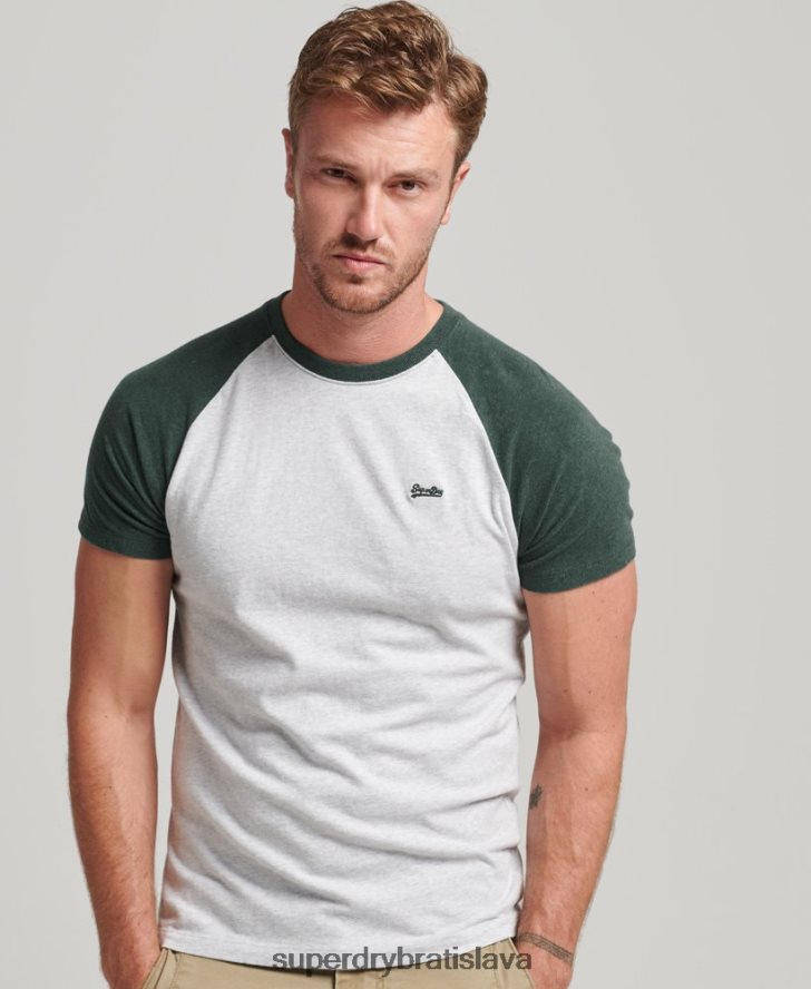Superdry muži Bejzbalové tričko s podstatným logom z organickej bavlny 6B4ZTR4903 oblečenie zelená