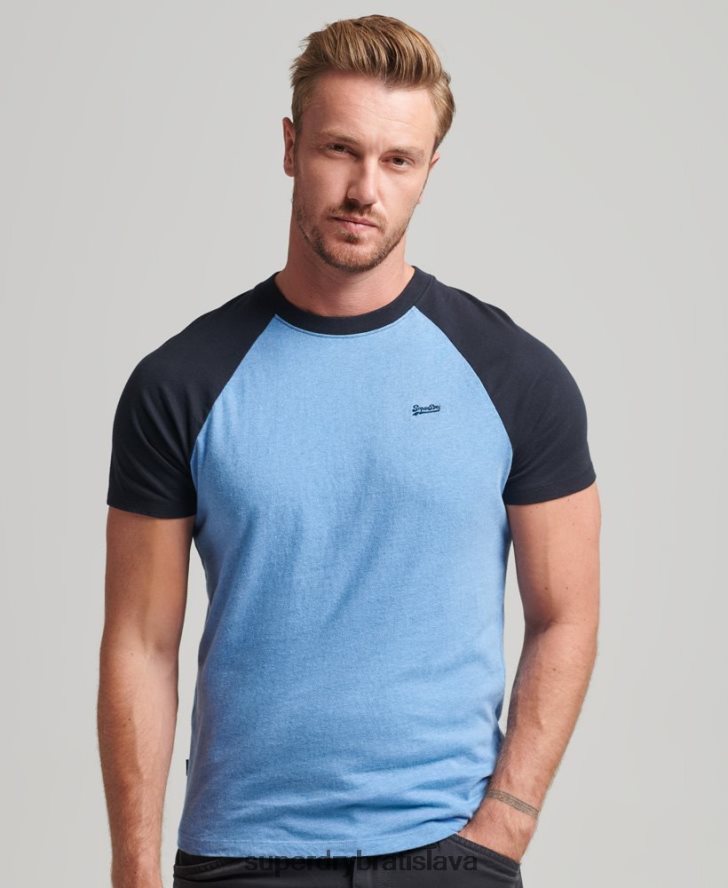 Superdry muži Bejzbalové tričko s podstatným logom z organickej bavlny 6B4ZTR4907 oblečenie Modrá