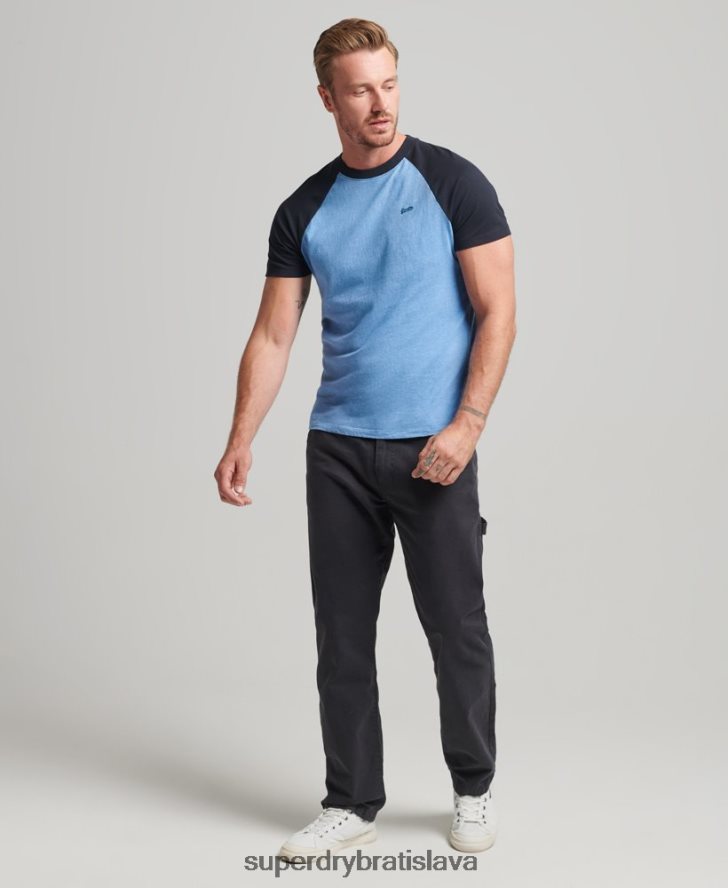 Superdry muži Bejzbalové tričko s podstatným logom z organickej bavlny 6B4ZTR4907 oblečenie Modrá