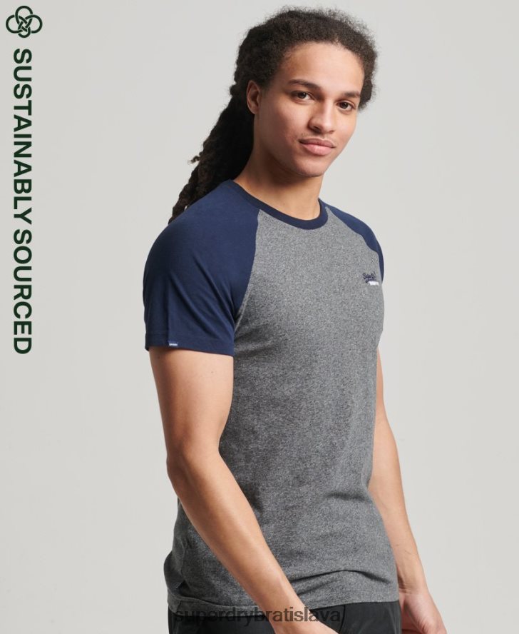 Superdry muži Bejzbalové tričko z organickej bavlny 6B4ZTR4858 oblečenie tmavošedý