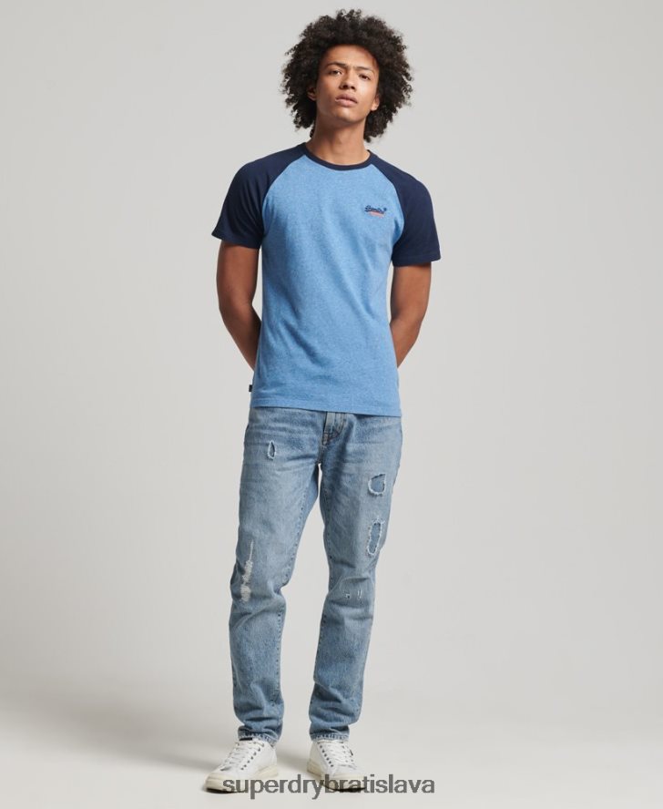Superdry muži Bejzbalové tričko z organickej bavlny 6B4ZTR4924 oblečenie Modrá