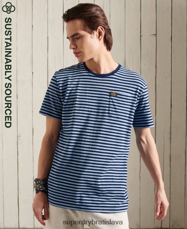 Superdry muži Boho indigo tričko z organickej bavlny 6B4ZTR4963 oblečenie Modrá
