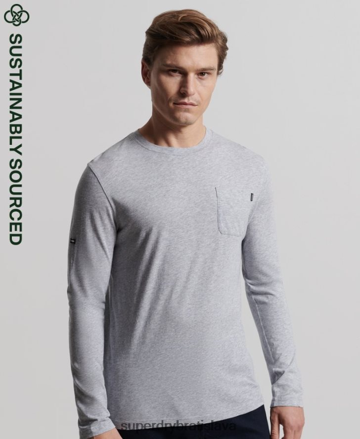 Superdry muži Džersejový top s dlhým rukávom z organickej bavlny 6B4ZTR6402 oblečenie tmavošedý
