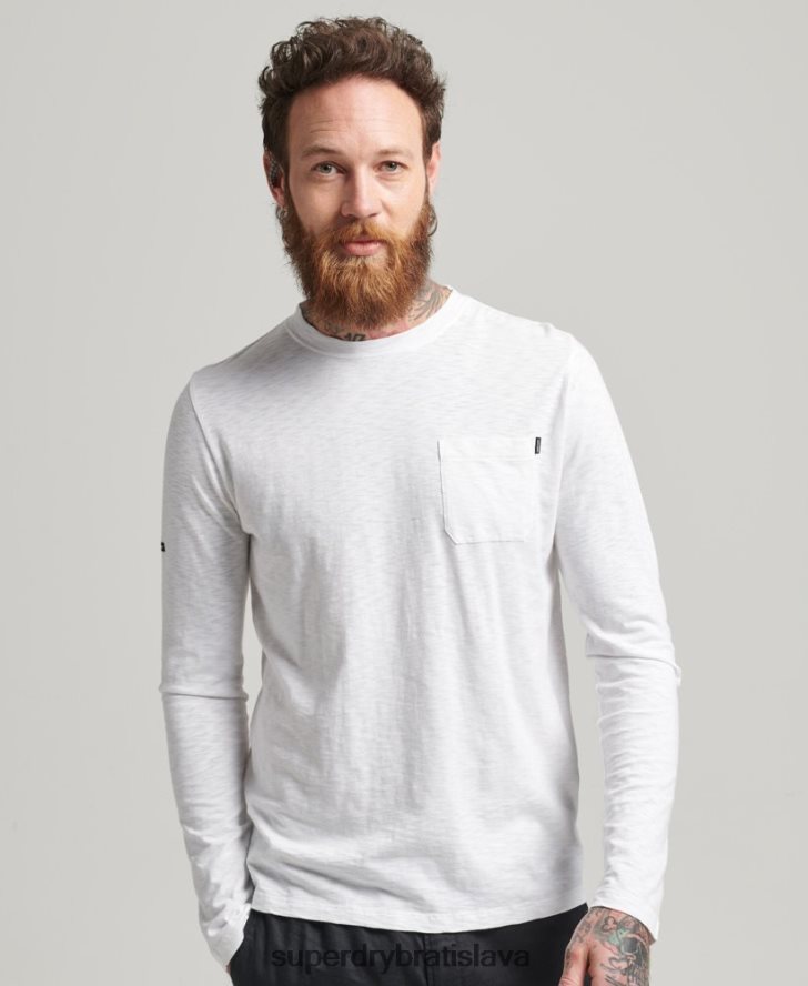Superdry muži Džersejový top s dlhým rukávom z organickej bavlny 6B4ZTR6435 oblečenie biely