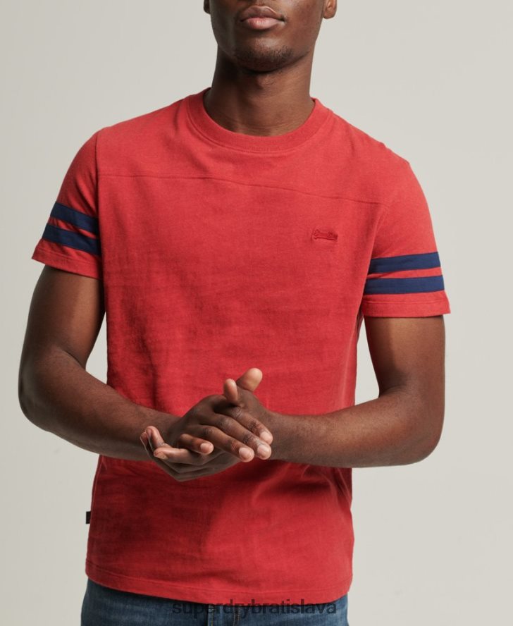 Superdry muži Quarterback tričko s podstatným logom z organickej bavlny 6B4ZTR4844 oblečenie červená