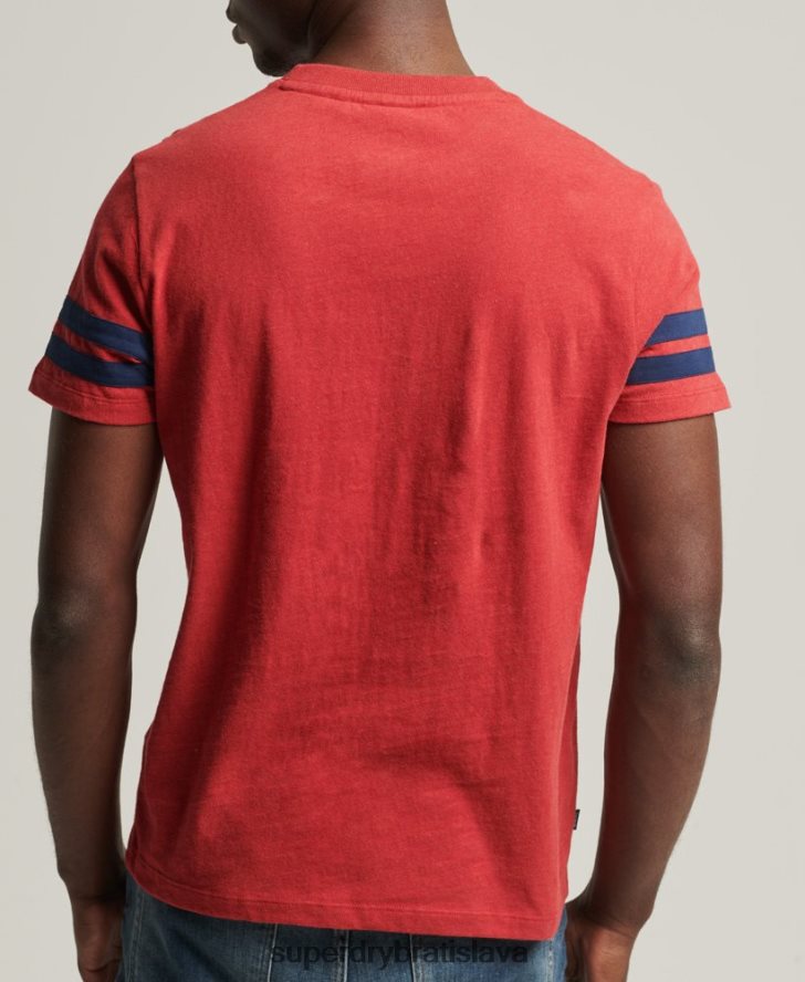 Superdry muži Quarterback tričko s podstatným logom z organickej bavlny 6B4ZTR4844 oblečenie červená