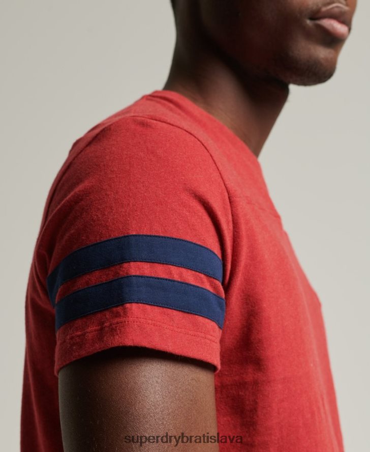 Superdry muži Quarterback tričko s podstatným logom z organickej bavlny 6B4ZTR4844 oblečenie červená