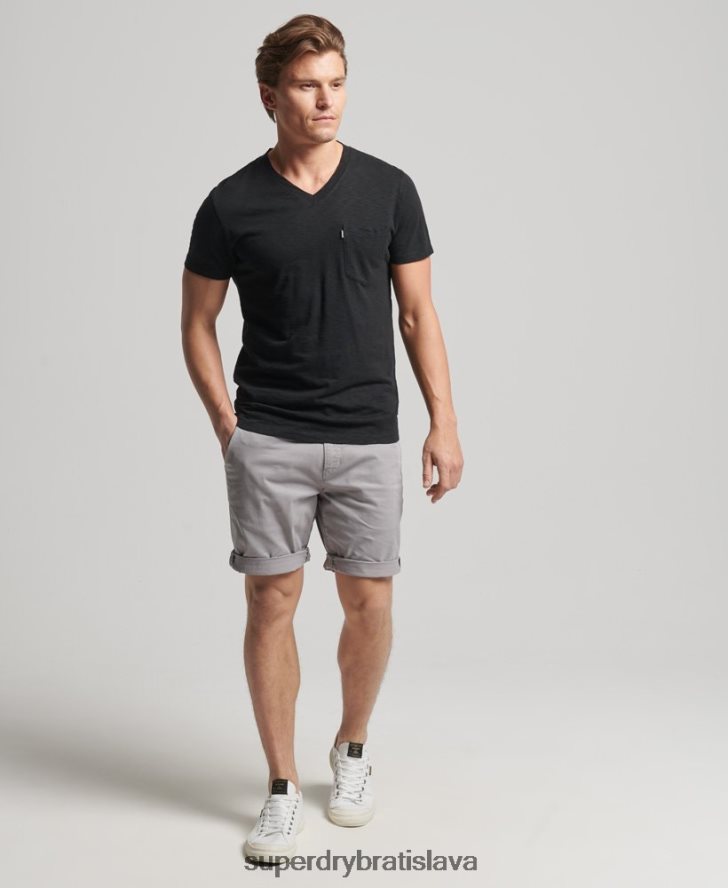 Superdry muži Tričko s vreckom do V z organickej bavlny 6B4ZTR4939 oblečenie čierna