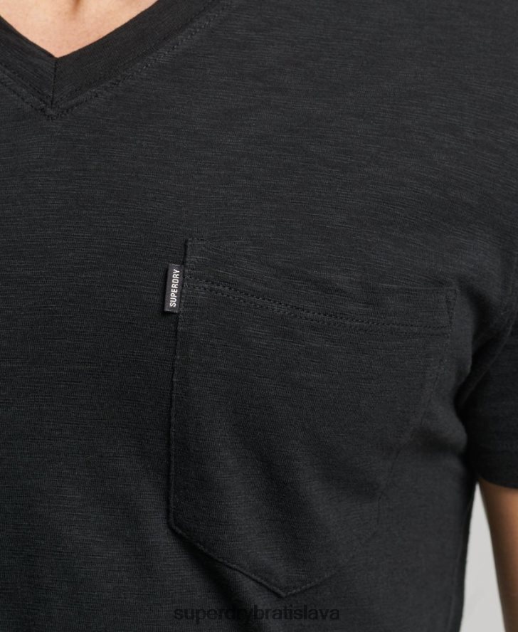 Superdry muži Tričko s vreckom do V z organickej bavlny 6B4ZTR4939 oblečenie čierna
