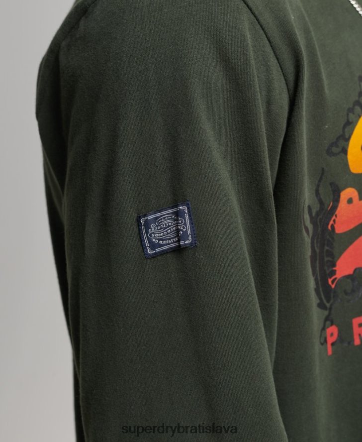 Superdry muži Vintage logo príbehový top s dlhým rukávom 6B4ZTR1563 oblečenie zelená