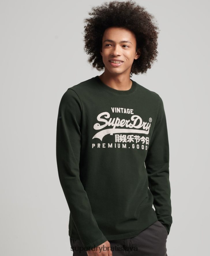 Superdry muži Vintage logo s dlhým rukávom 6B4ZTR1555 oblečenie zelená